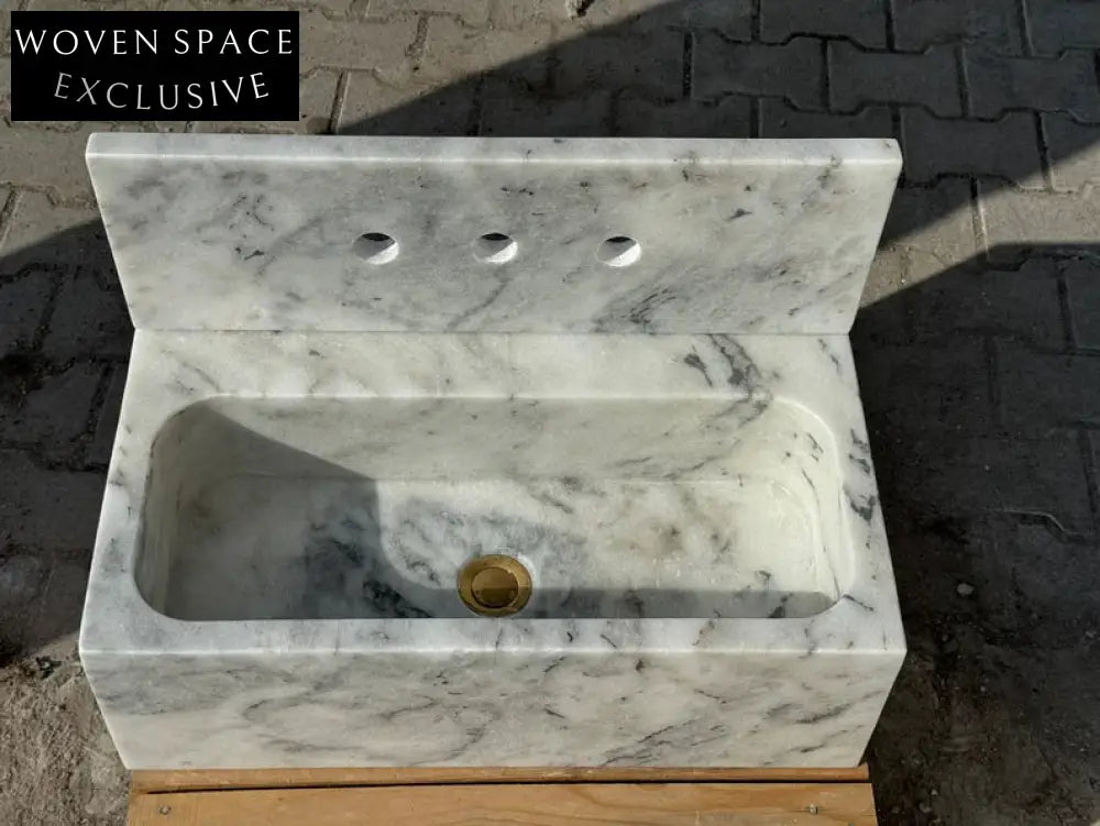 Gauthier Carrara Ribbed Backsplash Marble Sink