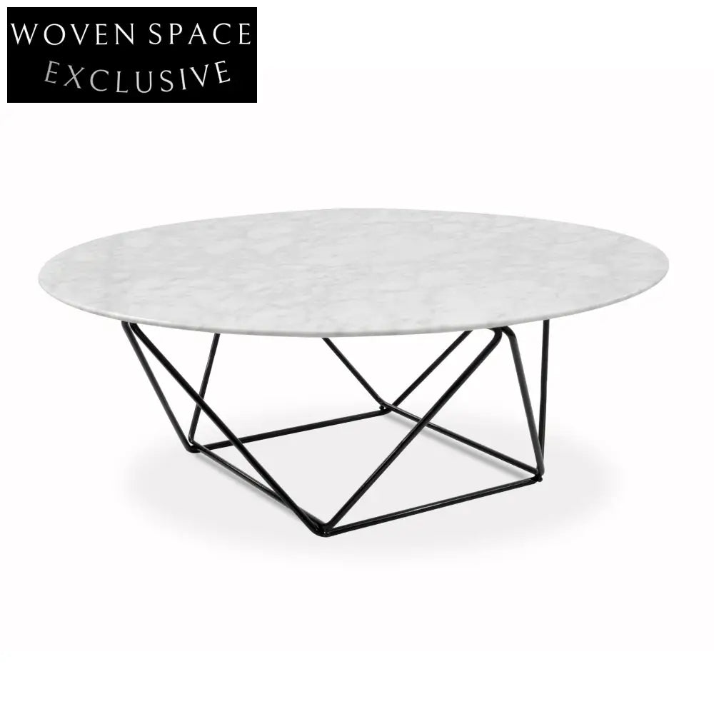 CCF1026 100cm Round Marble Coffee Table With Black Base