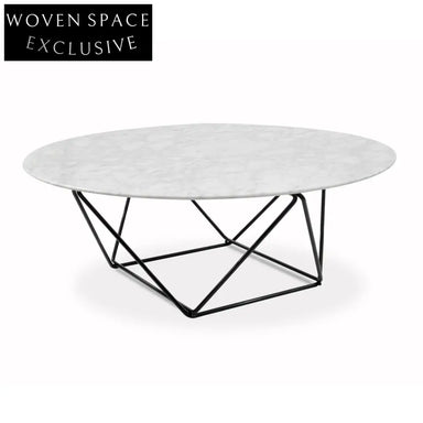 CCF1026 100cm Round Marble Coffee Table With Black Base