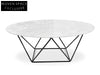 Geo 100cm Round Marble Coffee Table With Black Base Coffee Tables