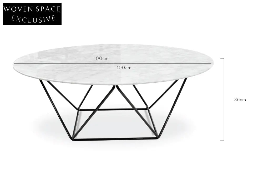 Geo 100cm Round Marble Coffee Table With Black Base Coffee Tables