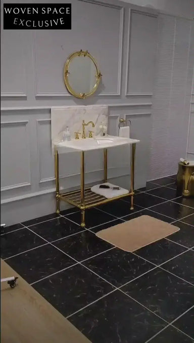 Ginevra Marble Basin Gold-Plated Copper Bracket Retro Multi-Layer Design