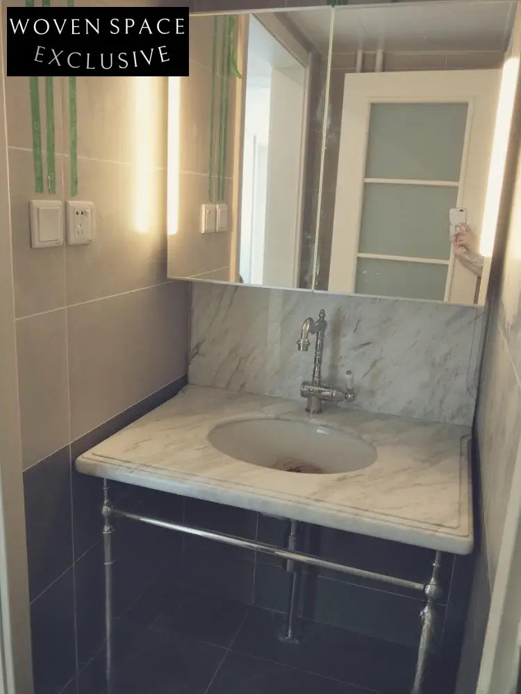 Ginevra Marble Basin Gold-Plated Copper Bracket Retro Multi-Layer Design