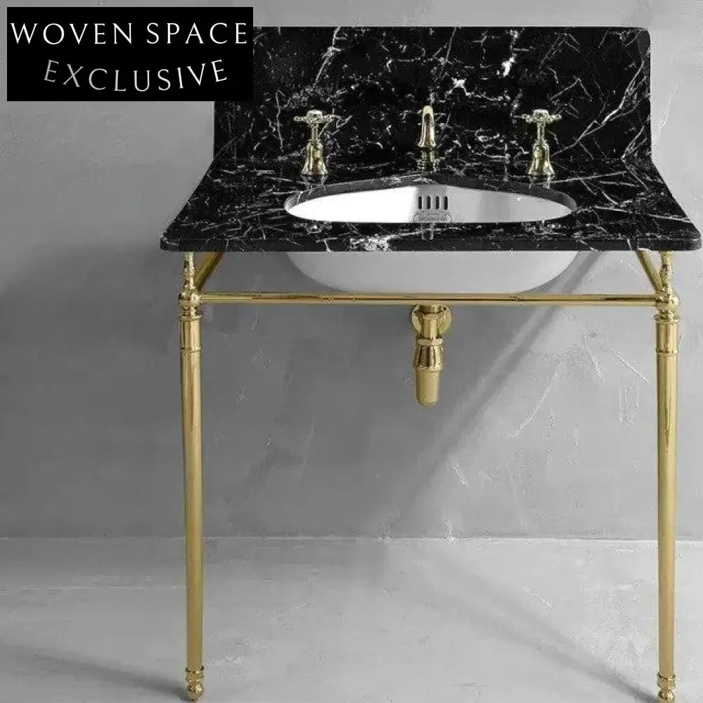Ginevra Marble Basin Gold-Plated Copper Bracket Retro Multi-Layer Design