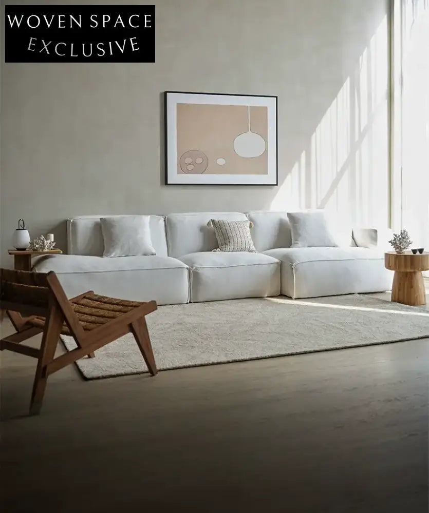 Gioia White Fabric Tofu Block Style Sofa Black Combination 2: Left + Right