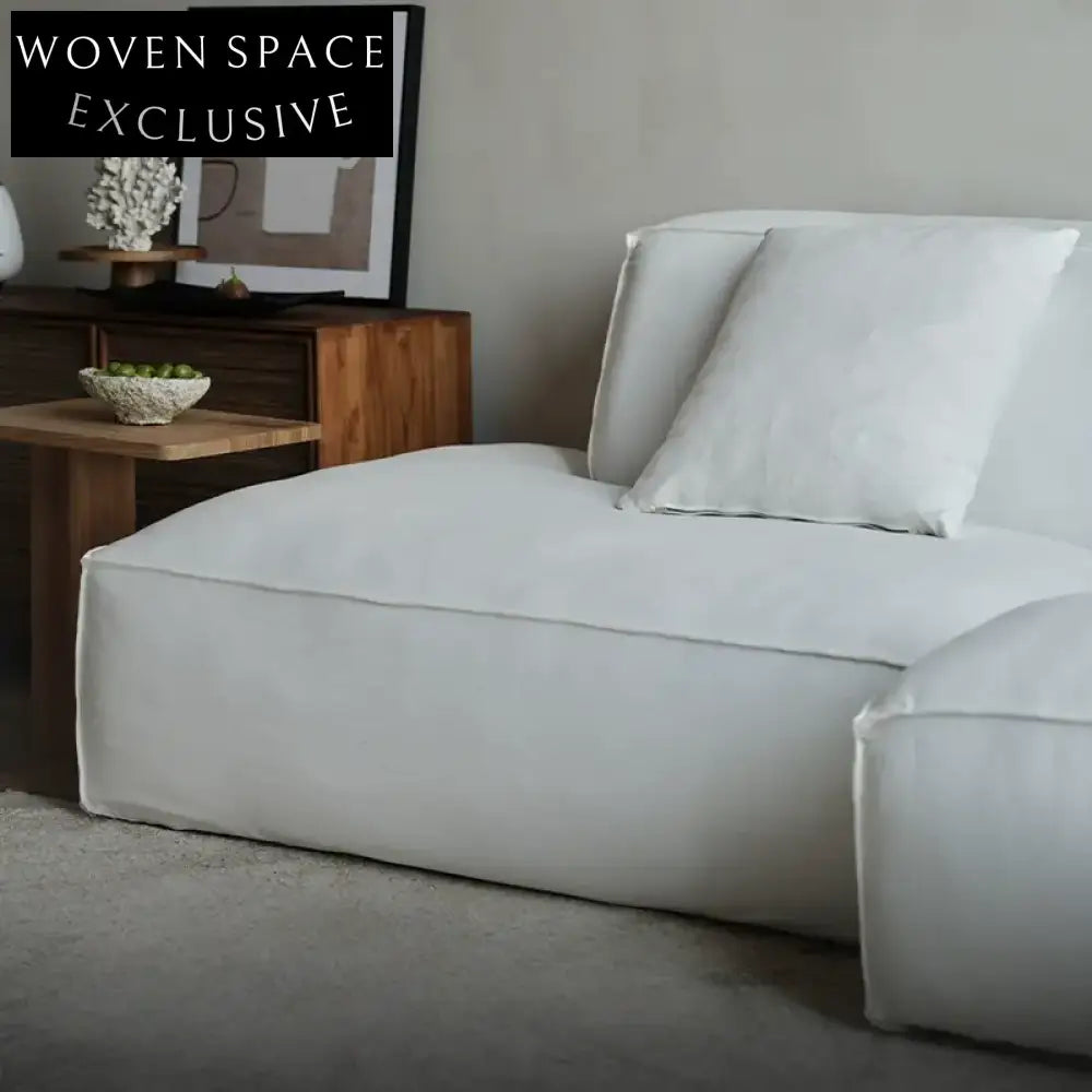 Gioia White Fabric Tofu Block Style Sofa Black Combination 2: Left + Right