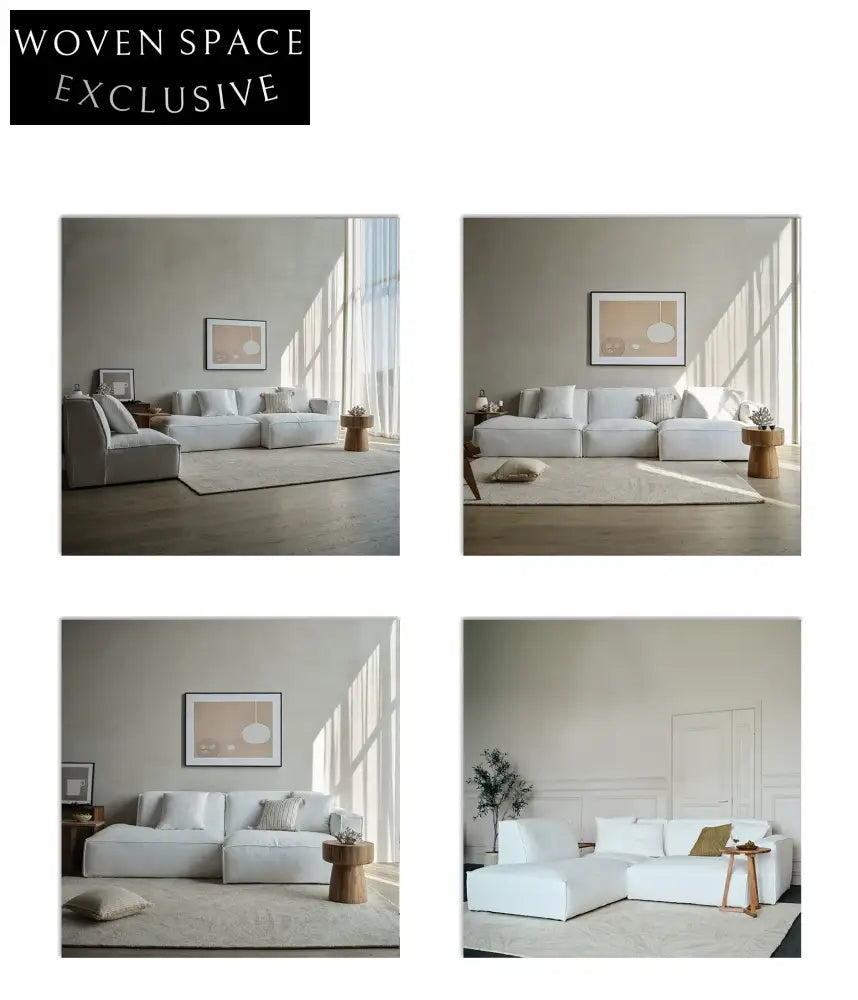 Gioia White Fabric Tofu Block Style Sofa Black Combination 2: Left + Right