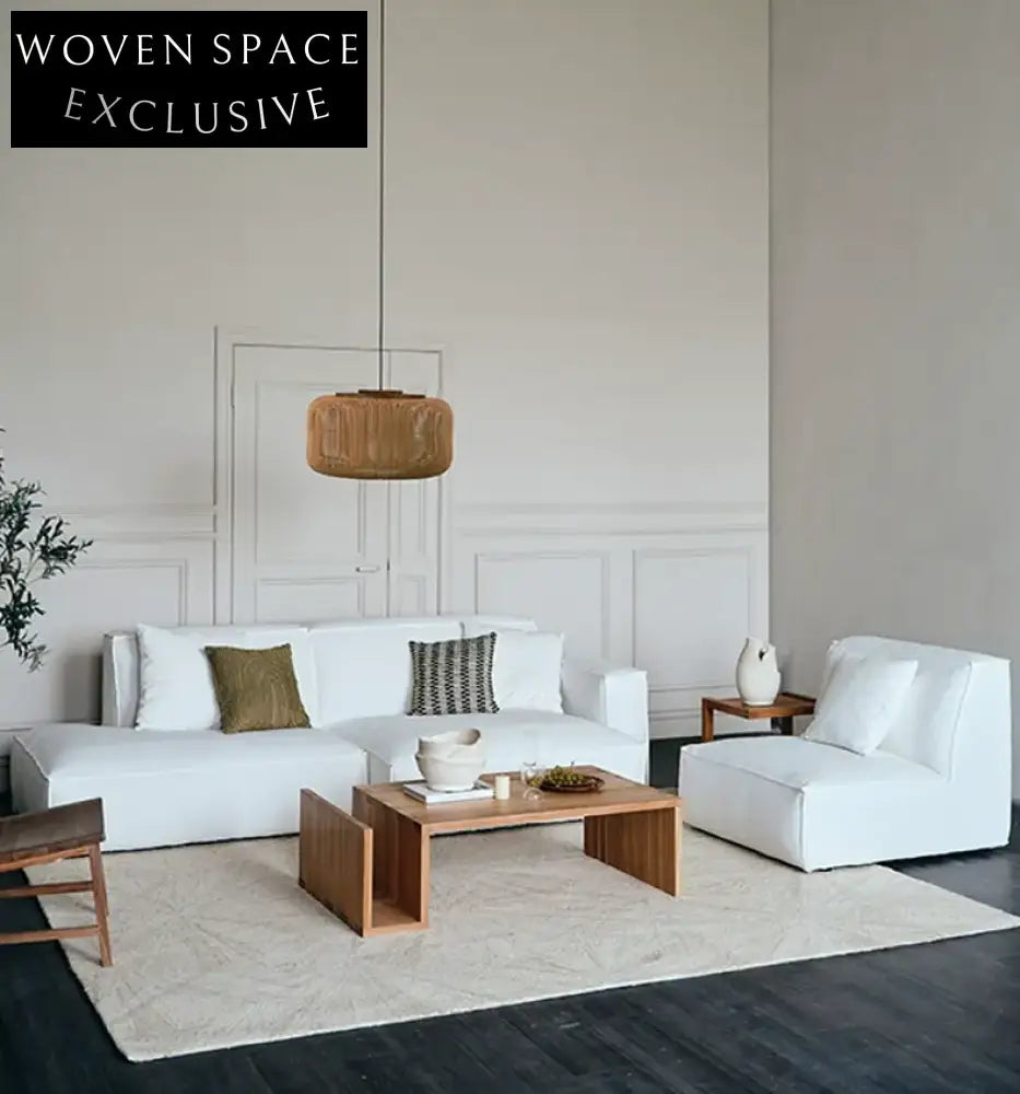 Gioia White Fabric Tofu Block Style Sofa Black Combination 2: Left + Right