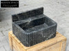 Giovanni Black Bayat ribbed backsplash marble sink