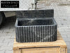 Giovanni Black Bayat ribbed backsplash marble sink
