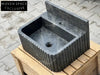 Giovanni Black Bayat ribbed backsplash marble sink