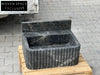 Giovanni Black Bayat ribbed backsplash marble sink