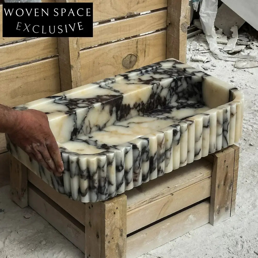 Giovanni Viola Marble Sink Hand-Carved Wall Mount Design