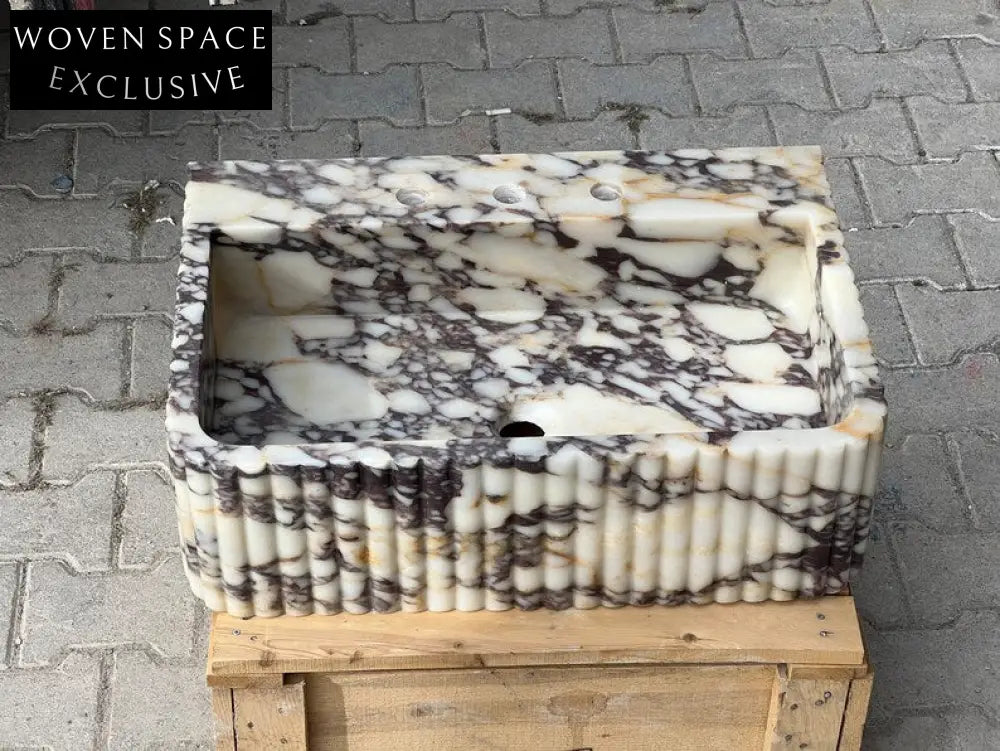 Giovanni Viola Marble Sink Ribbed Sides Trendy Bathroom Vanity