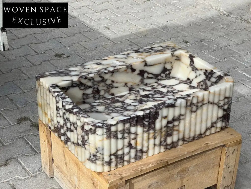 Giovanni Viola Marble Sink Ribbed Sides Trendy Bathroom Vanity