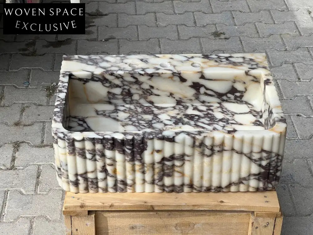 Giovanni Viola Marble Sink Ribbed Sides Trendy Bathroom Vanity