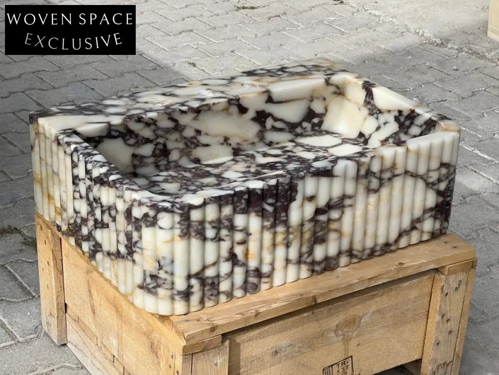 Giovanni Viola Marble Sink Ribbed Sides Trendy Bathroom Vanity