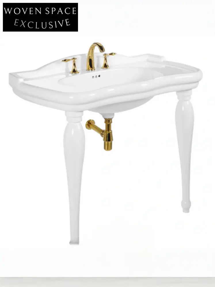 Graziana Butterfly Ceramic Washbasin with Wood Column Stand