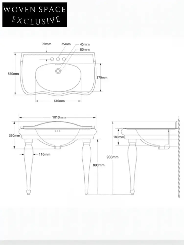 Graziana Butterfly Ceramic Washbasin with Wood Column Stand