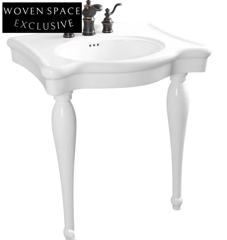 Graziana Butterfly Ceramic Washbasin with Wood Column Stand