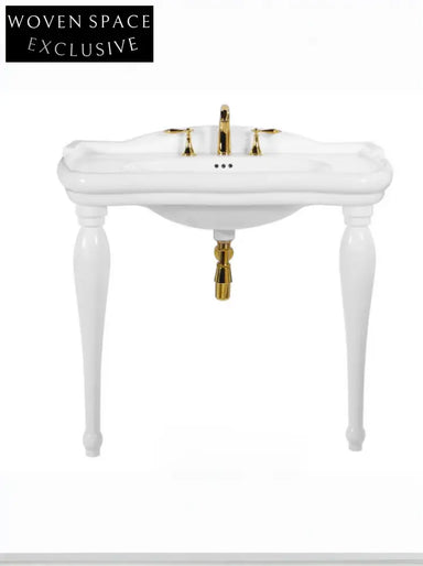 Graziana Butterfly Ceramic Washbasin with Wood Column Stand