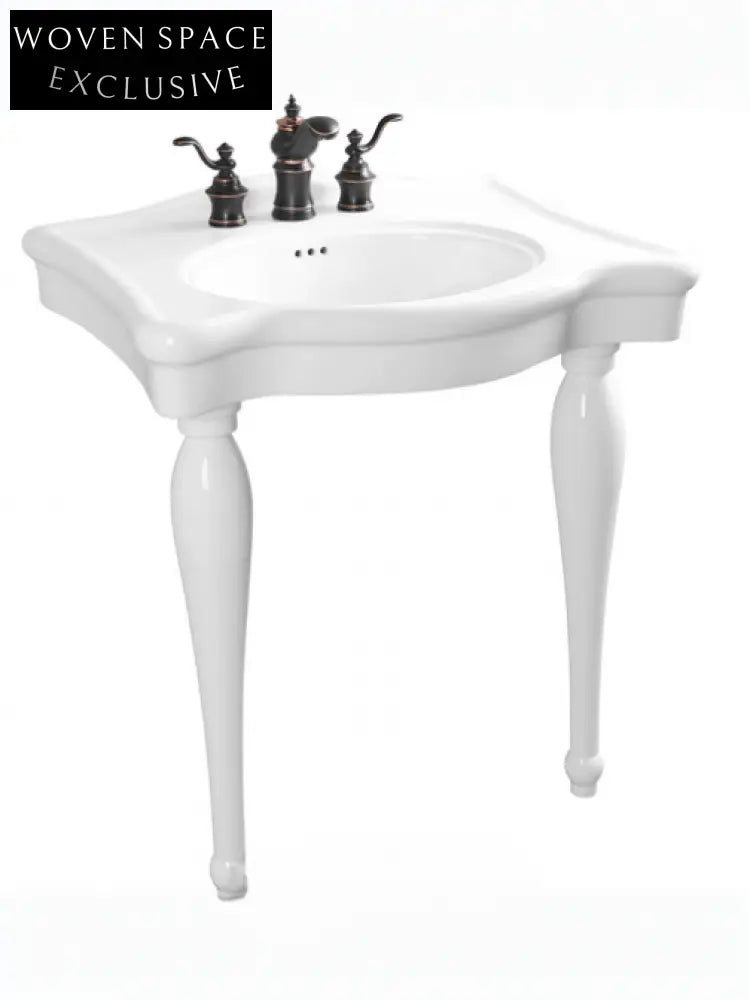 Graziana Butterfly Ceramic Washbasin with Wood Column Stand