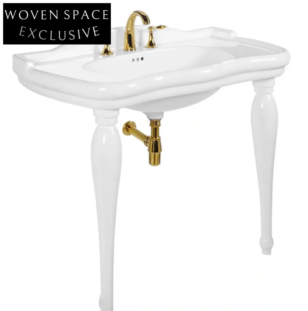 Graziana Butterfly Ceramic Washbasin with Wood Column Stand