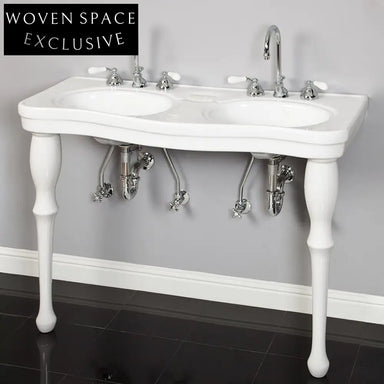 Graziana Butterfly Ceramic Washbasin with Wood Column Stand