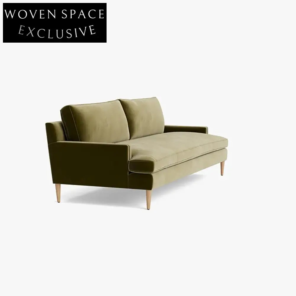 Modern Green Velvet 3-Seater Sofa Couch - Premium Living Room Furniture