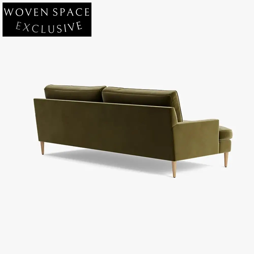 Modern Green Velvet 3-Seater Sofa Couch - Premium Living Room Furniture