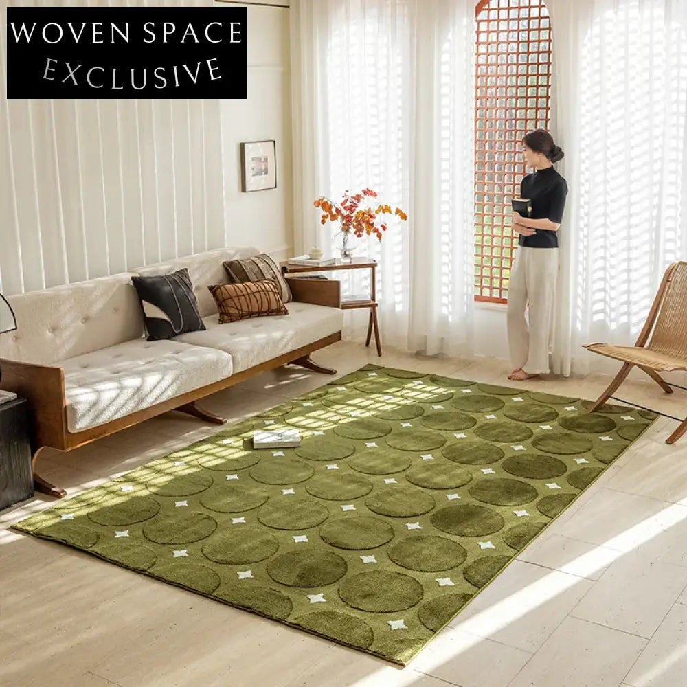 Green Vintage French Retro Light Luxury Cream Style Bedroom Living Room Rug