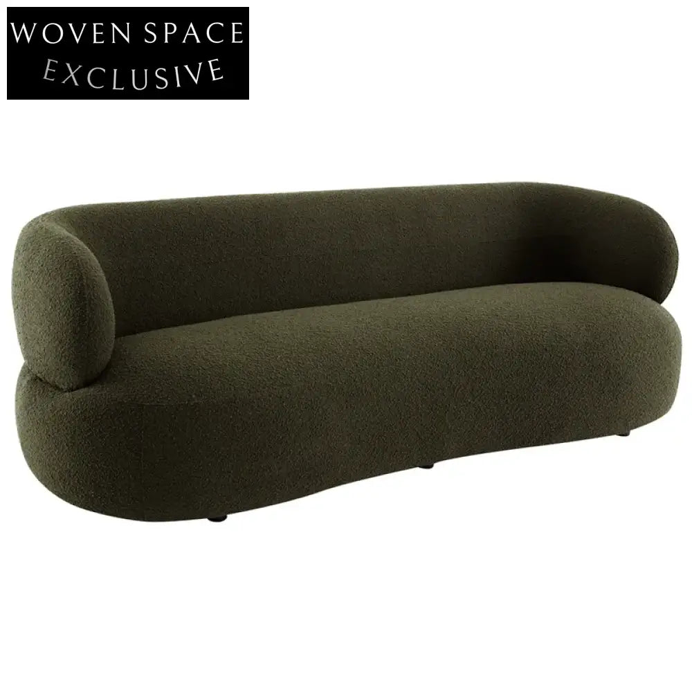 Greenwich 3 Seater Sofa - Green Boucle Stool