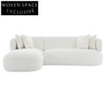 Greenwich 3 Seater Sofa w Left Chaise - Ivory Chenille Sofa
