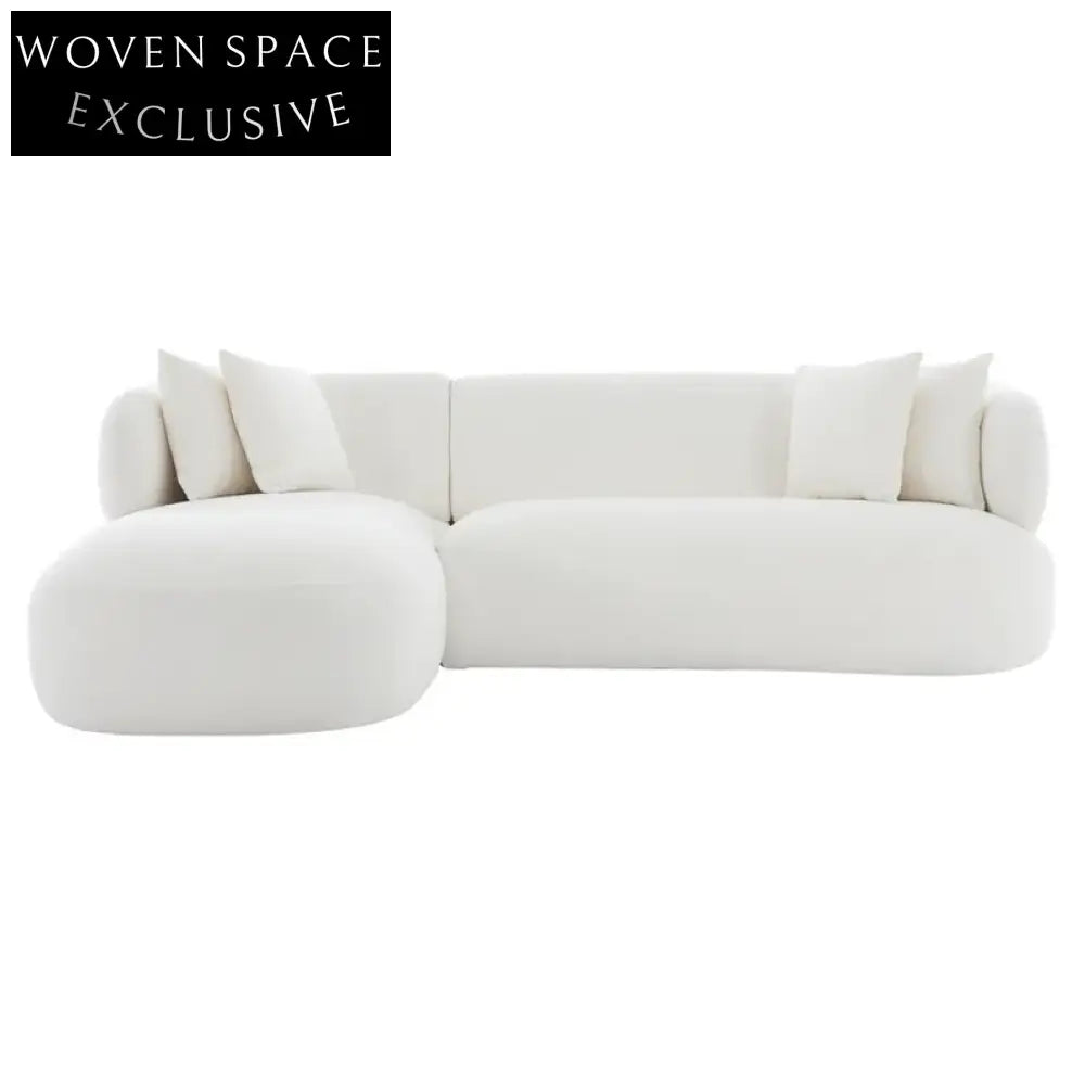 Greenwich 3 Seater Sofa w Left Chaise - Ivory Chenille Sofa