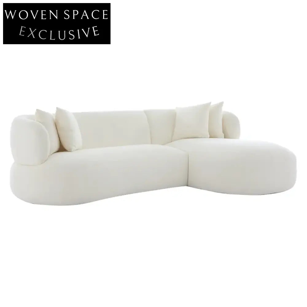 Greenwich 3 Seater Sofa w Right Chaise - Ivory Chenille Sofa