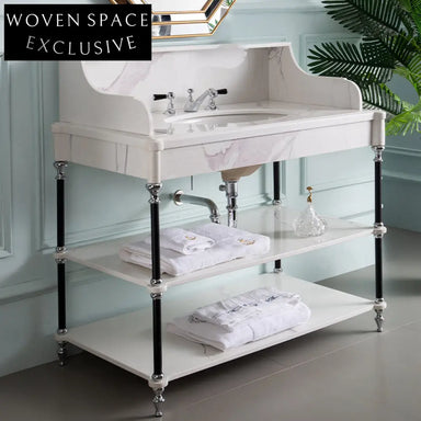 Greta Marble Basin with Brass Stand White (as shown) Customizable