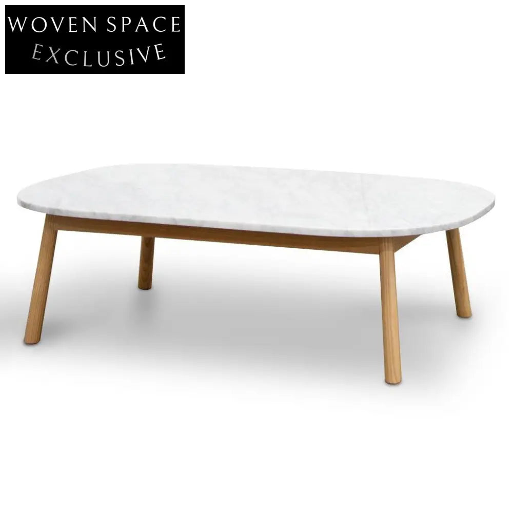 Hamilton 110cm Marble Coffee Table - Natural Base Coffee Tables