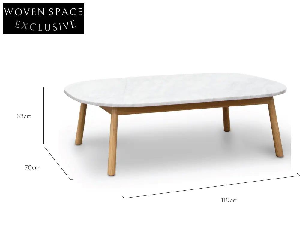 Hamilton 110cm Marble Coffee Table - Natural Base Coffee Tables