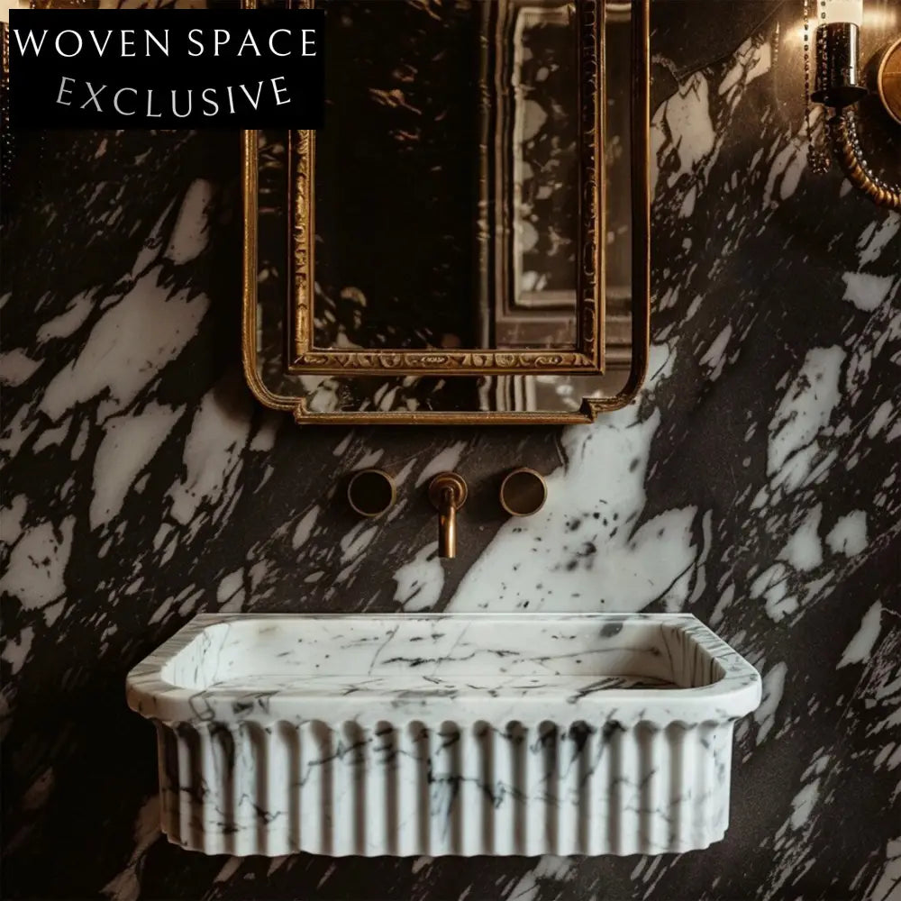 Hand Carved Lilac Marble Sink Wall Mounted Vanity Powder Room Stone Sink