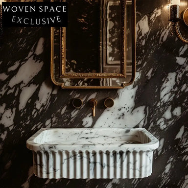 Hand Carved Lilac Marble Sink Wall Mounted Vanity Powder Room Stone Sink