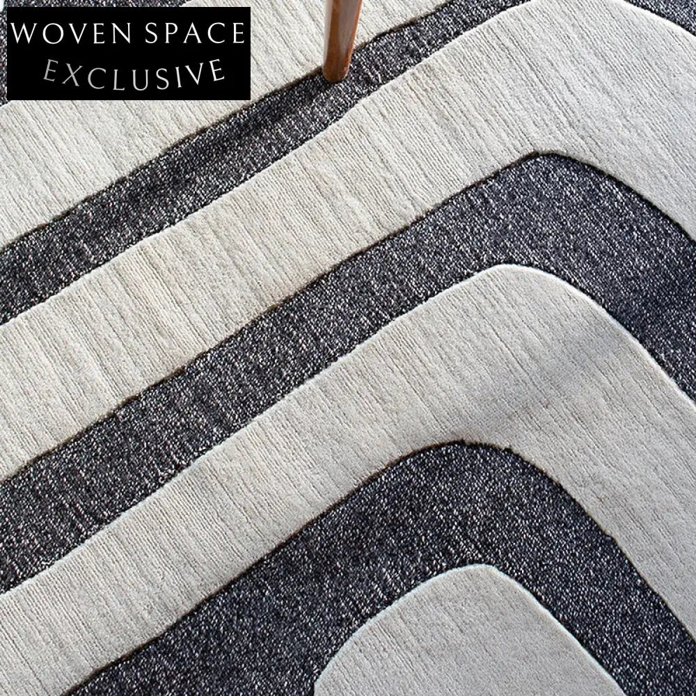 Hand-Made Thick Polyester Geometric Area Rug for Modern Home Decor