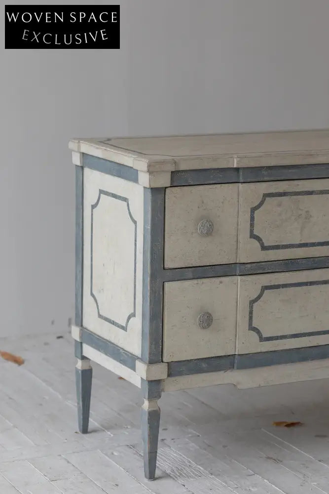 Hand-Painted French Vintage Wabi Sabi Chest of Drawers Recycled Pine Wood