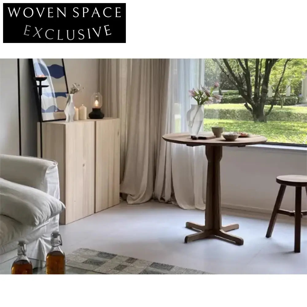 Handcrafted Antique Solid Elm Wood Round Pedestal Dining Table