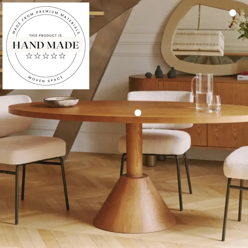 Handcrafted French Vintage Solid Wood Oval Six Seater Dining Table