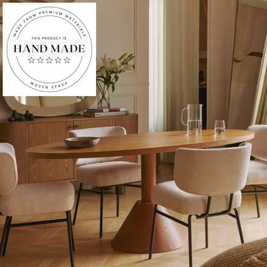 Handcrafted French Vintage Solid Wood Oval Six Seater Dining Table