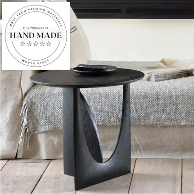 Handcrafted Modern Nordic Solid Wood Geometric Round Side Table