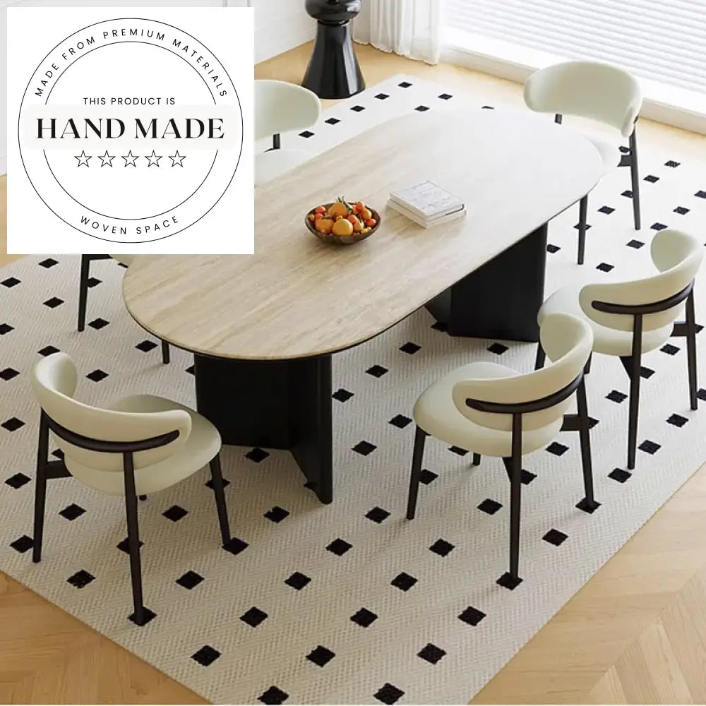 Handcrafted Modern Oval Travertine Slate Solid Wood Dining Table