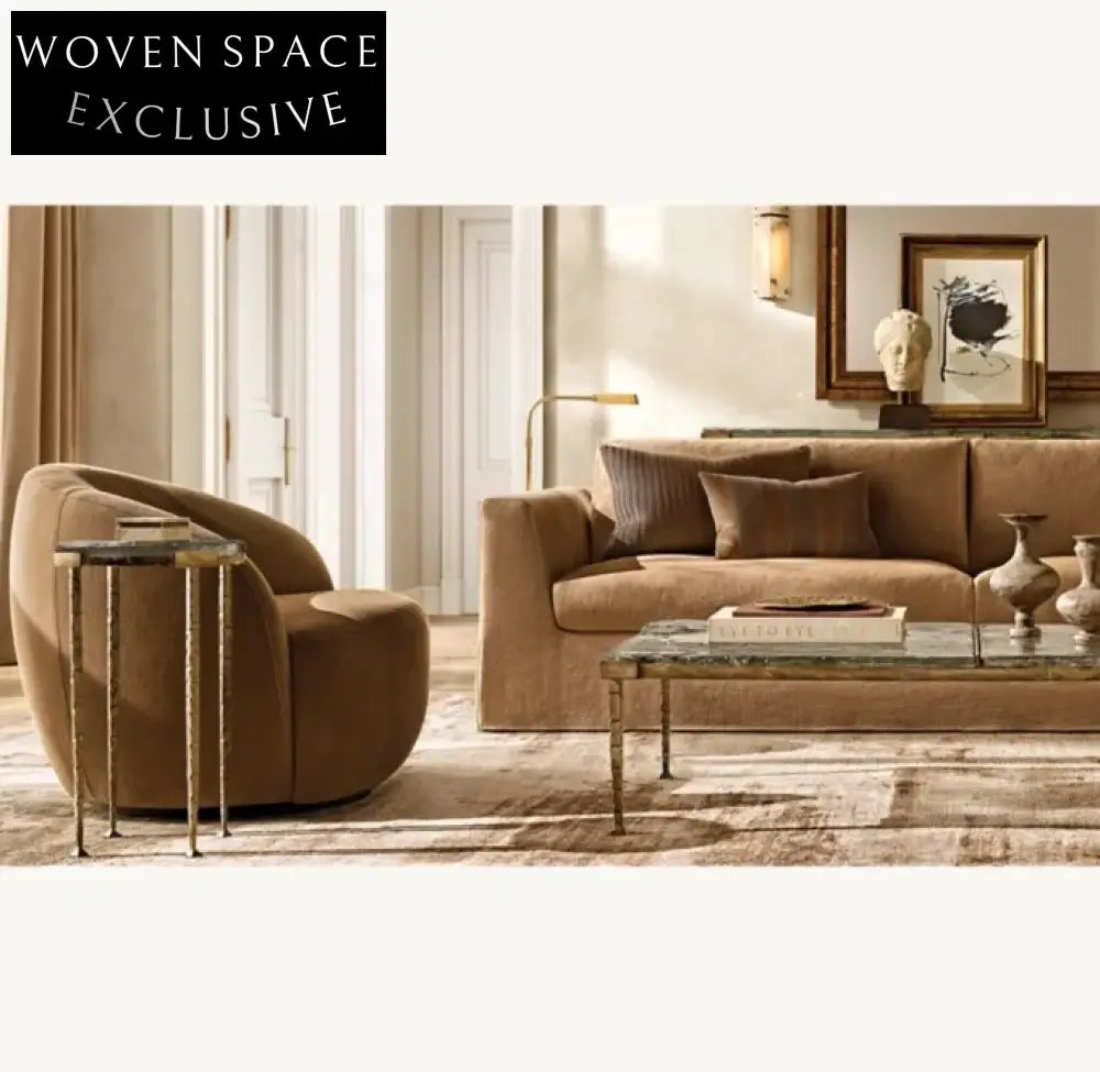 Luxurious Handcrafted Natural Marble Coffee Table - Modern Living Room Centerpiece