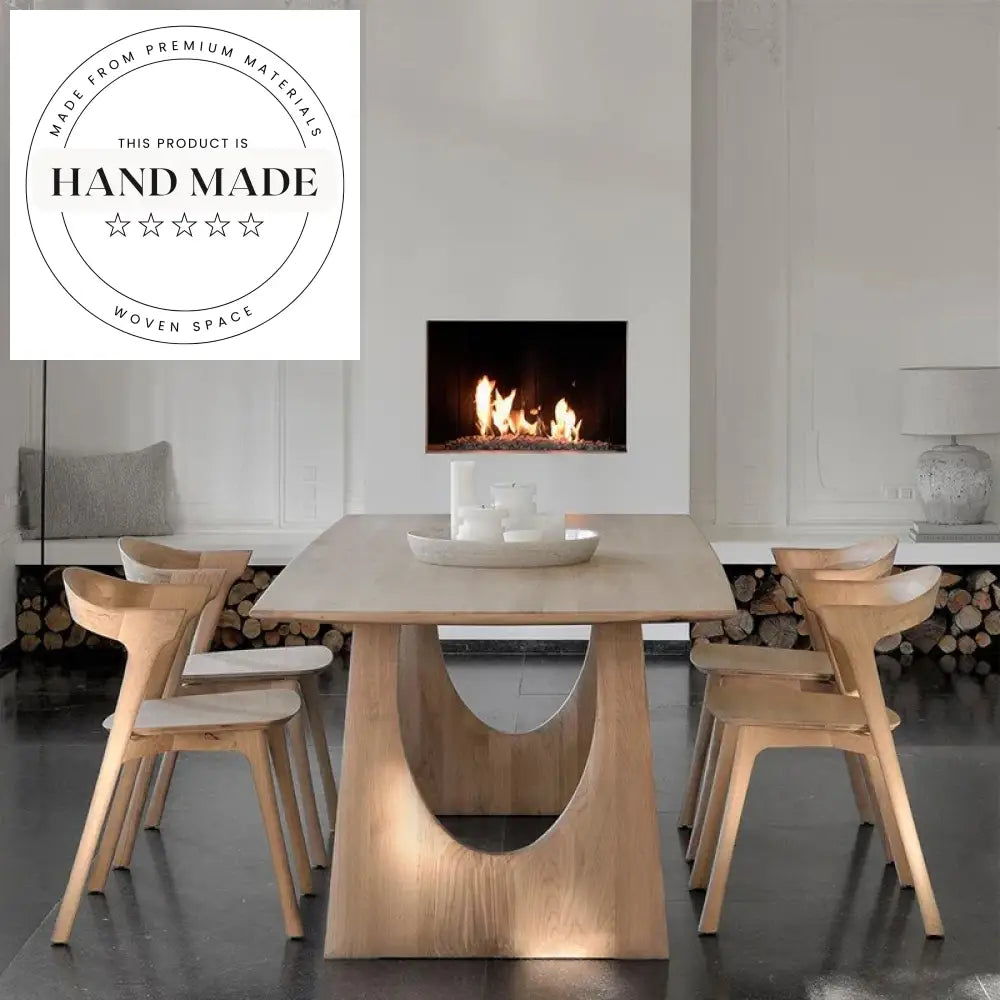 Handcrafted Natural Oak Solid Wood Rectangular Modern Dining Table