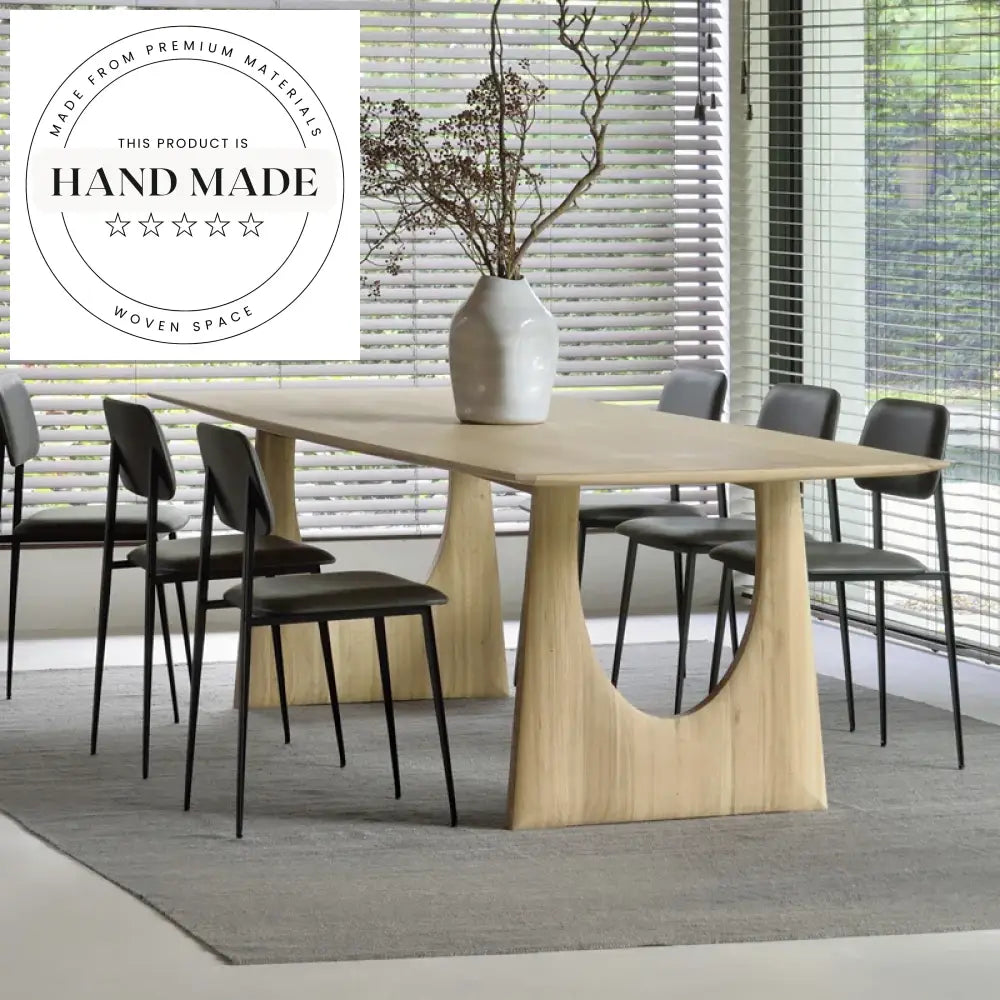 Handcrafted Natural Oak Solid Wood Rectangular Modern Dining Table